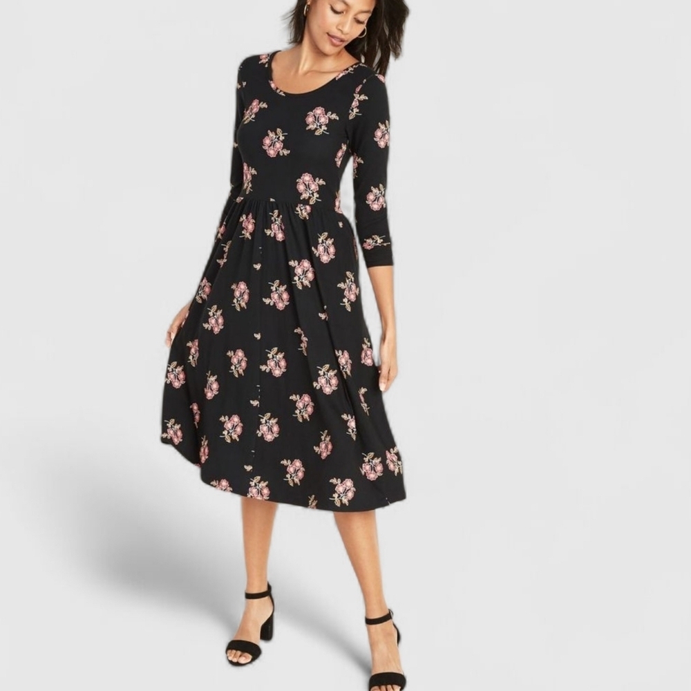 OLD NAVY Women’s Fit & Flare Scoop Neck Midi Dress, size XL